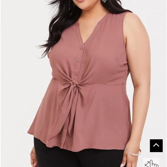 Torrid Peplum Georgette Button-Front Tie-Front Blouse - Picture 1 of 7